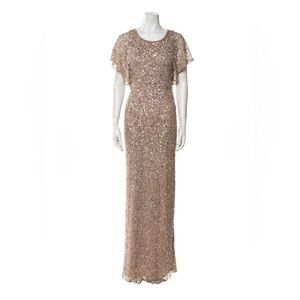 Adrianna Papell Creamy Gold Sequin Dress. Size 8